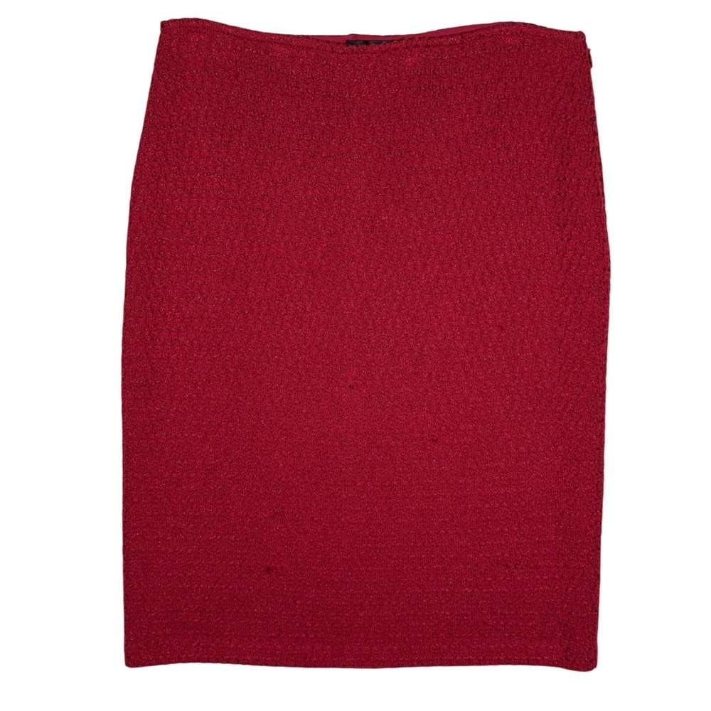 VINTAGE St. John Collection Red Santana Knit Pencil Skirt Size 6 Made in USA